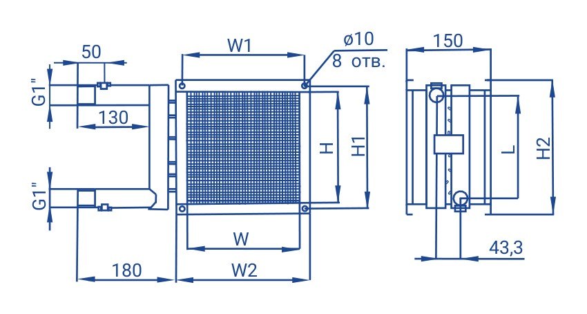Нагреватель водяной HW 800x500 ERA PRO