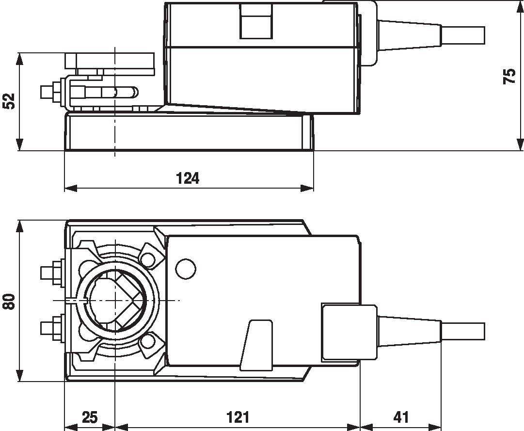 Габаритный чертёж Belimo LMQ24A-SR